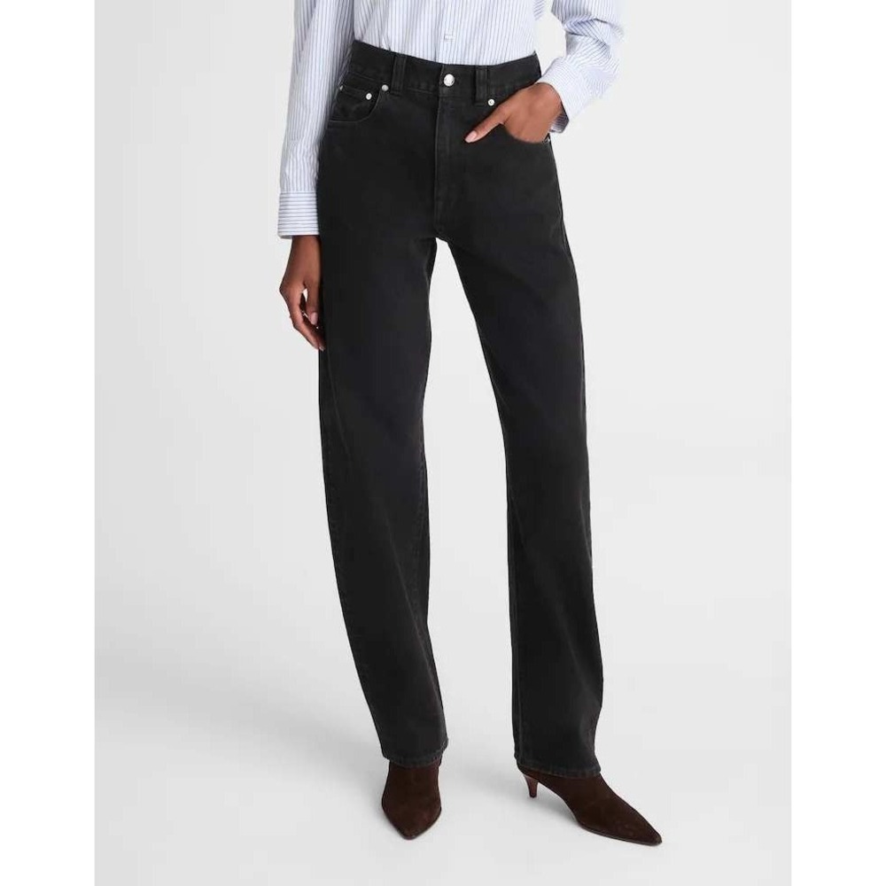 Madewell Balloon Jean Women 28 Black Barrel Curved Dark Wash Minimalist NW241